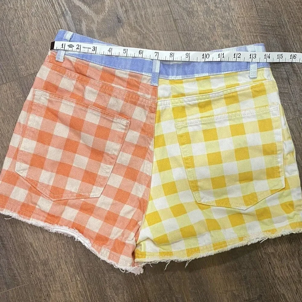 Anthropologie FARM RIO Gingham Cutoff Raw Denim Shorts Womens Small Multicolor - Picture 7 of 9